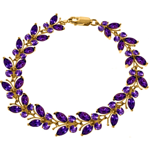 Galaxy Gold Products Jewelry - SOLID GOLD BUTTERFLY BRACELET WITH AMETHYSTS